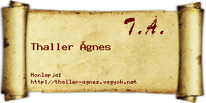 Thaller Ágnes névjegykártya